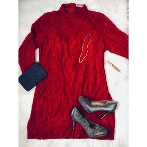 Lace Mock Neck Dress